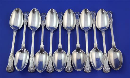 A set of twelve Victorian silver double struck Kings pattern tablespoons, 8.75in.